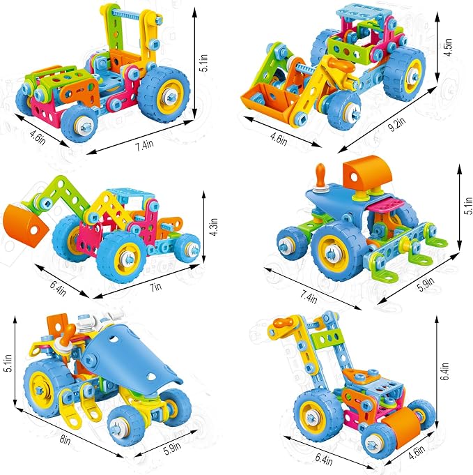 keefun STEM Toys for 4 5 6 7 8+ Year Old Boy Girl Birthday Gift, Building Toys for Kids Ages 4-8 6-8 4-6 Blocks Sets Stem Kits 5-7 4-7 3-5 Educational Learning Construction Engineering Car Truck Games