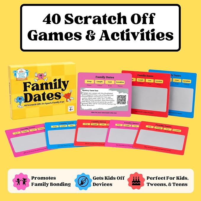 Happy Duo Family Dates 40 Scratch Off Cards – Summer Activities for Kids & Tween from Kids – Family Games for All Ages