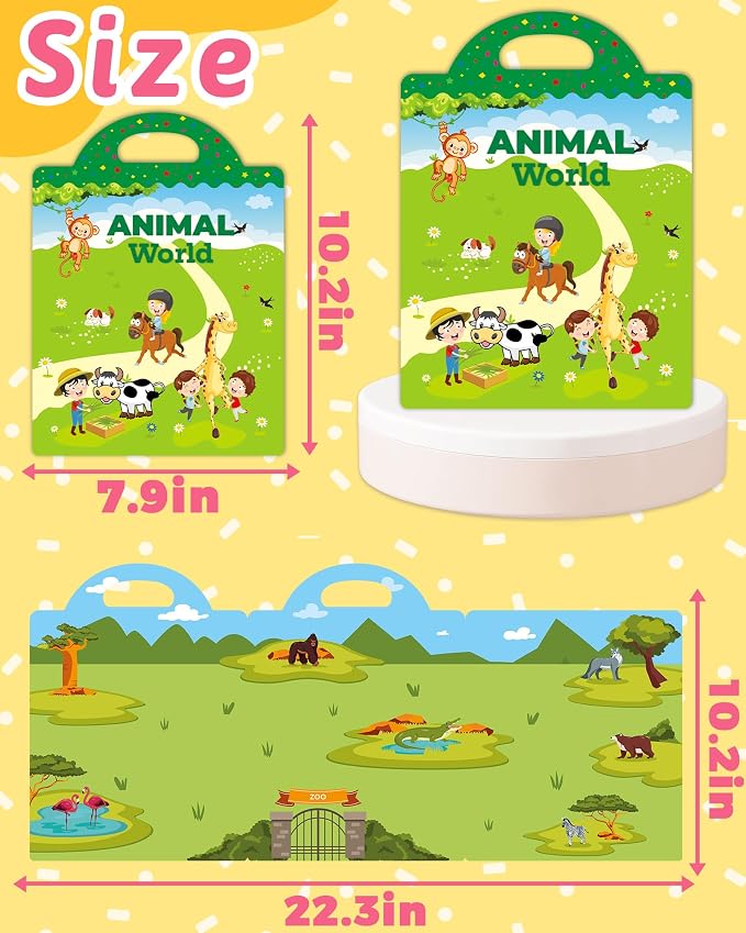 Benresive Reusable Sticker Book for Toddlers, Stickers for Kids, Travel Toy | Toddler Toys, Boys Girls Birthday Gifts, Airplane & Road Trip Essentials Kids, No Mess Waterproof Toddler Crafts Activities