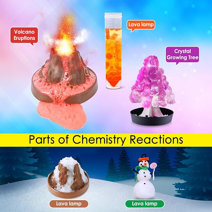 PATIFEED 50+ Lab Experiment Science Kit for Kids Chemistry Set S.T.E.M Toys | Magic, Volcano, Crystal Growing, Hands-On Activities, Birthday Gifts for Boys Girls