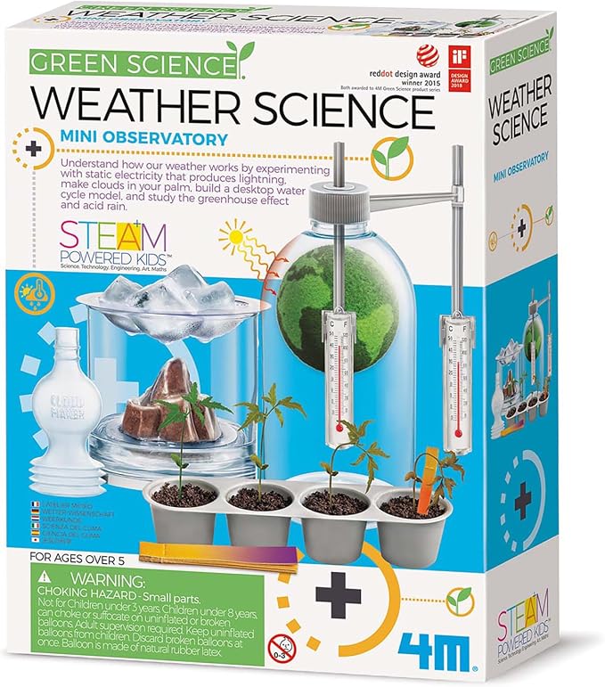 4M Green Science Weather Science Kit - DIY Mini Observatory & STEAM Toy | Explore static electricity, water cycles and cloud formation with this educational science lab for kids aged 5 and up