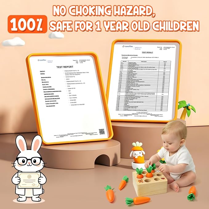 Wdmiya Montessoritoys for 1 Year Old, Wooden Toys Developmental | Shape Sorting & Matching Puzzle Carrots Harvest Game, Birthday Gifts for Boys and Girls, Christmas