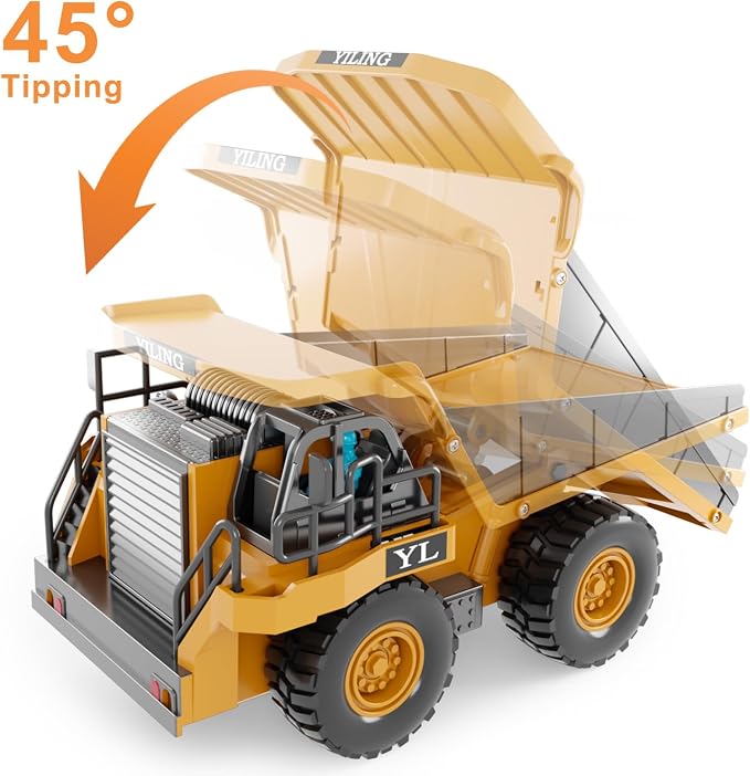 Dwi Dowellin Remote Control Dump Truck Toys for Boys 4-7,Construction Rc car with Lights/Sounds for Kids Age 8-12 Year Old,Ideal for Boys Age 3+