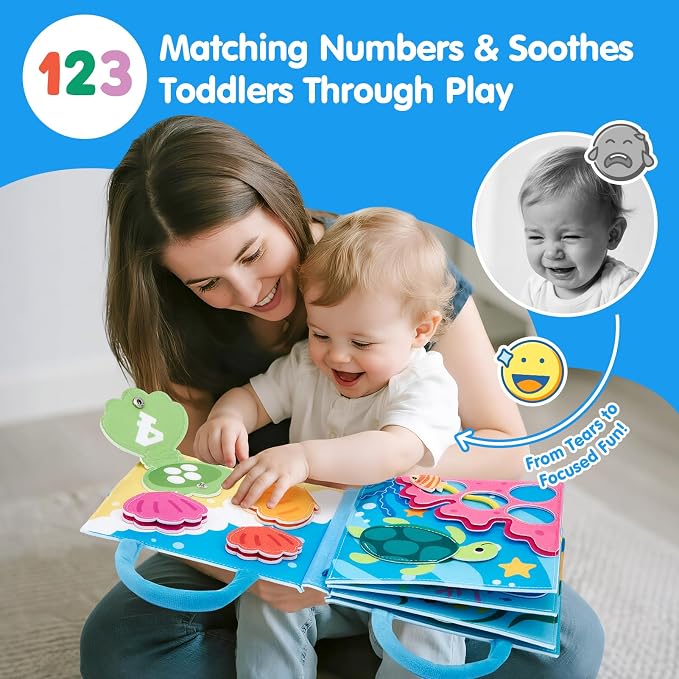 hahaland Ocean Busy Book for Toddlers 1-3, Busy Board for 1 Year Old Girls | Montessori Sensory Activity Toys, Travel Toy for 1 2 3 Year Old, Educational Fine Motor Skills Learning Toys, Birthday Gifts
