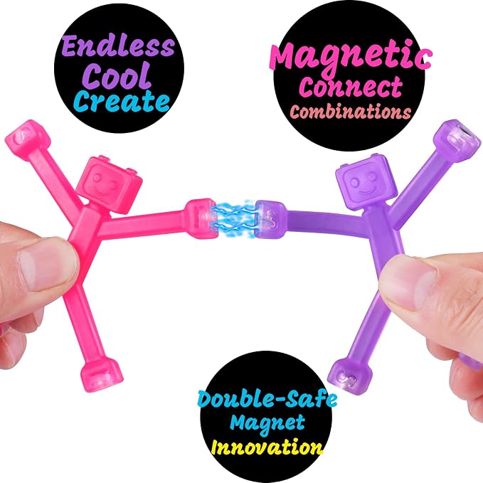 24pcs Magnetic Robote Figures for Kids 3-8 Travel STEM Fidget Toy | Safe ASTM-certified, Quiet Play for Airplane Car Trips Restaurant, Develops Creativity for Classroom Rewards Stocking Stuffer