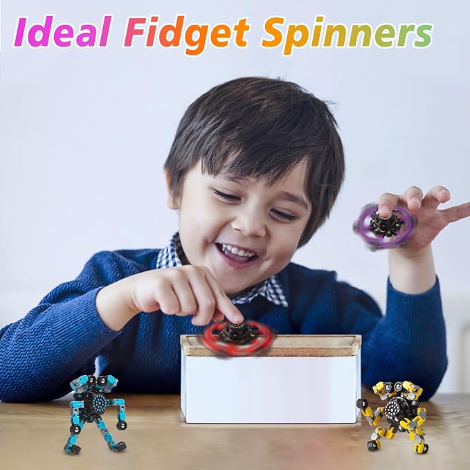 Transformable Fidget Spinners 16 Pcs for Kids and Adults Stress Relief Sensory Toys for Boys and Girls Fingertip Gyros for Party Favors Easter Gifts for Kids