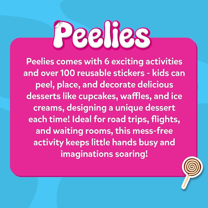 Skillmatics Peelies – Dessert Chef, Reusable Stickers, Gift for Toddlers | 100+ Reusable Stickers, Mess-Free Fun for Preschoolers, Travel Toy, Kids Ages 3, 4, 5, 6, 7