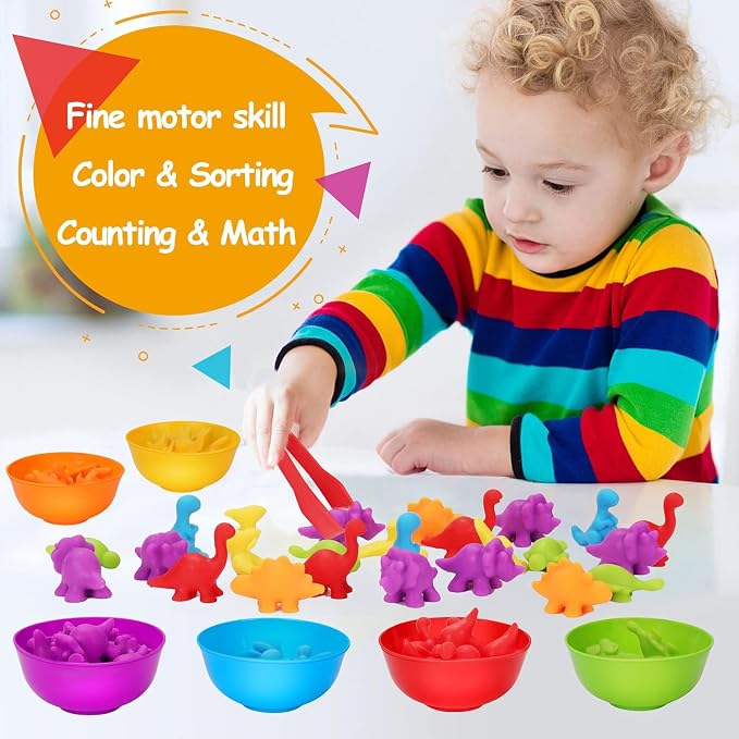 Tsomtto Counting Dinosaurs Montessori Toys for 3 4 5 Years Old Boys Girls | Toddler Manipulatives Preschool Learning Activities Kindergarten Educational Sensory Fine Motor Toys for Kids Ages 3-5 4-8