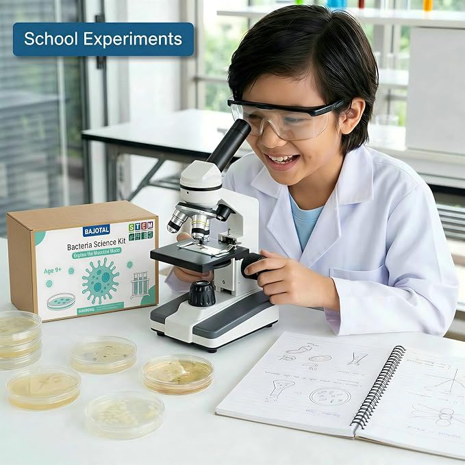 Bacteria Growing Kit with Pre-Poured Agar Plates | LB Agar Petri Dishes for Kids, Students | Ready-to-Use for Science Fair Projects, School Labs & Home Experiments