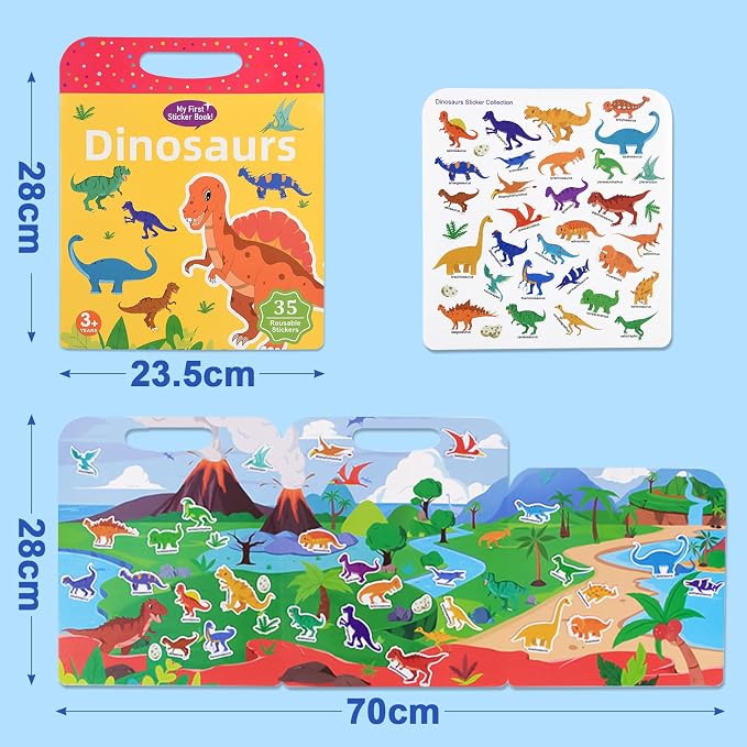 ASTARON 5 Pack Reusable 3D Puffy Sticker Books for Kids 3-6 | Jelly Sticker Game Educational Sensory Learning Toy, Travel Toys and Busy Book(Vehicle Dino Animal Ocean Space)
