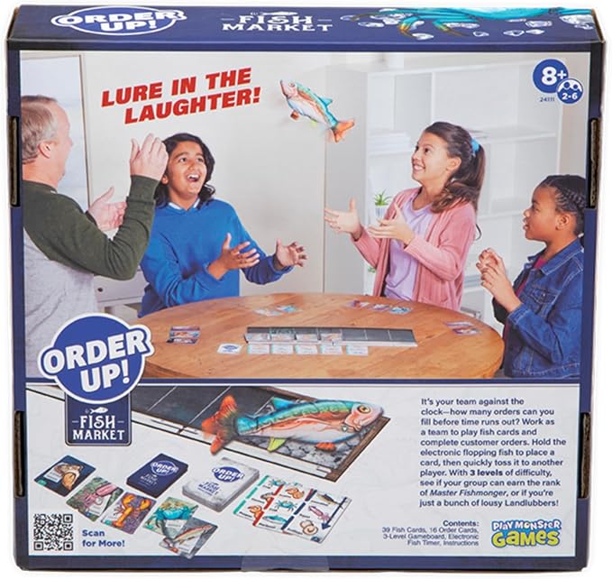 Order Up Fish Market Card Game - Fun Cooperative Family Board Game for Kids 8+, Fast Action Game Night