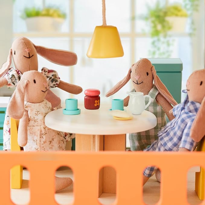 Giant bean Bunny Toys for Kids, 4 PCS Hand Made Rabbit Family Dolls | Easter Bunny with Removable Clothes, Suitable for Infants, Boys and Girls, Dollhouse People, Easter Basket Essentials