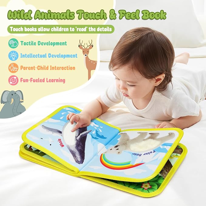 Dr.Rapeti Touch and Feel Book, Tactile Book, Busy Book, Texture Toy | Non-toxic, Soft Baby Book, Cloth Book, Tactile Book, Interactive Fabric Touch Book, Quiet Book for Home/Preschool/Travel