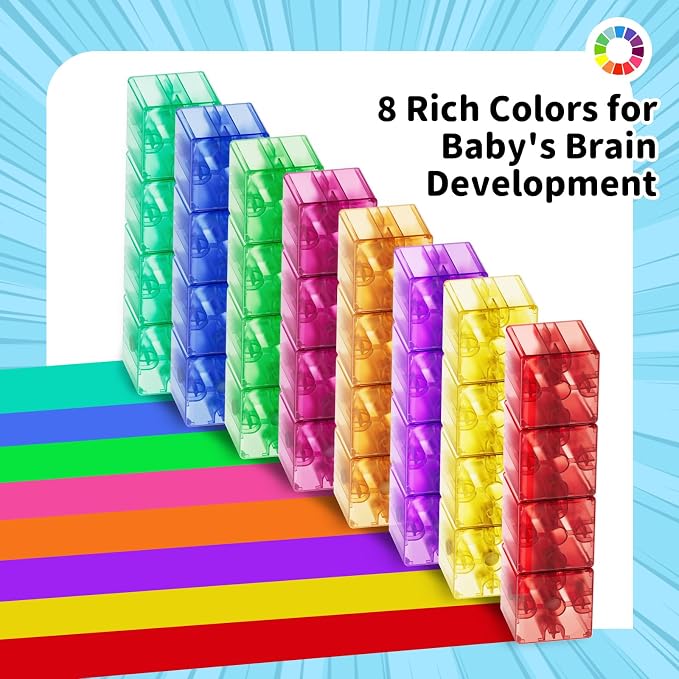 Magnetic Blocks 40PCS 1.34" Transparent Large Magnetic Building Cubes | Magnetic Blocks for Kids Ages 1-3 ,Montessori Toys for 1 Year Old, Toddler Toys,Sensory Toys for Toddlers 1-3,Magnet Cubes