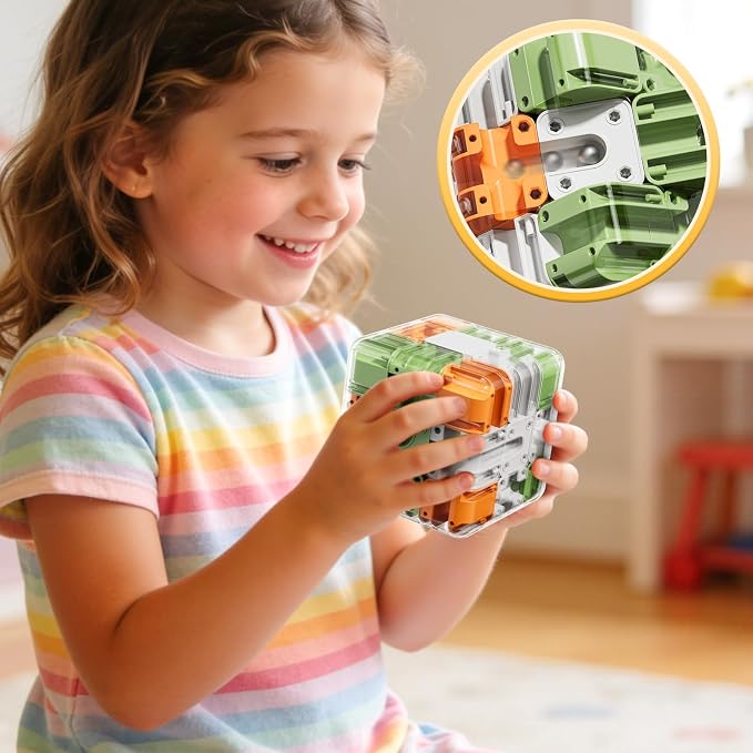 JUKUDAHU 3D Cube Puzzle Toys for Kids 3-8 with Ball, Fidget Toys | Educational Brain Teaser Color Matched Game, Family Board Game, Birthday Gift for Boys Girls 3 4 5 6 7 8 + Years Old Teens