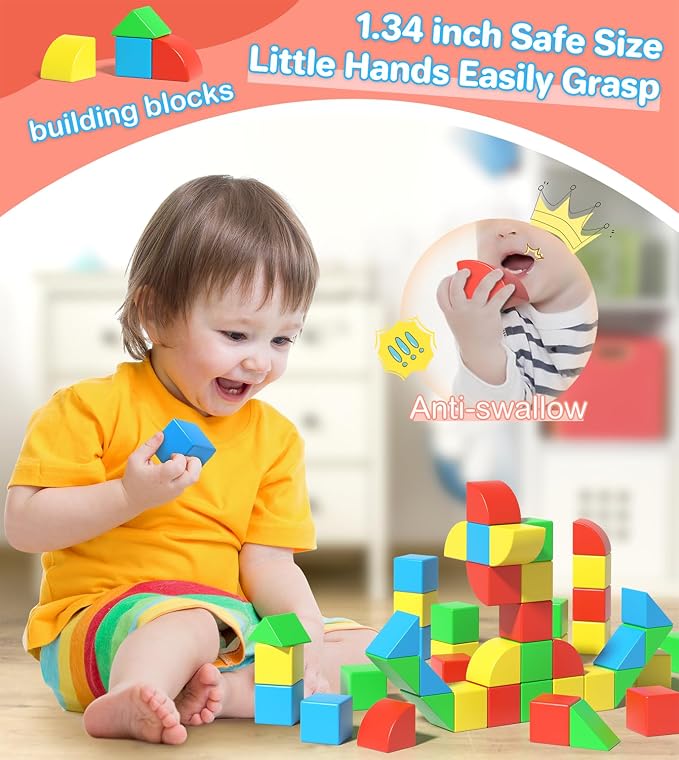 Magnetic Blocks for Toddlers, 1.34 inch 36PCS Kids Building Toys, Creative Stacking Colorful Sensory Block with Magnet, Educational Construction Cubes Set for Boys Girls Kids Ages 3 4 5 6 7 Year
