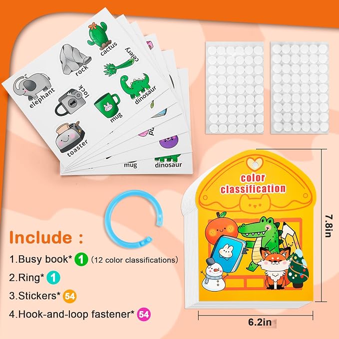 NAHSHON Montessori Busy Book Color Sorting Learning Toys for Kids 3-5 | Preschool Learning Activities Educational Sorting Toys for Kids 3 Year Old, Autism Sensory Fine Motor Matching Games