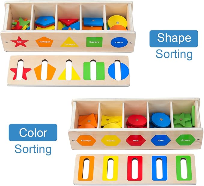 Montessori Magnetic Color Shape Sorting Matching Box, | Blue Wooden Educational Toy, Early Learning, Fine Motor Skills, For kids