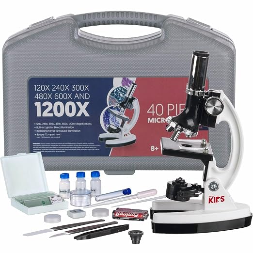 AmScope VC0S2_M30-ABS-KT1-W 240X-480X-1200X 48pc | 120X-240X Magnification Range Compound Biological Microscope