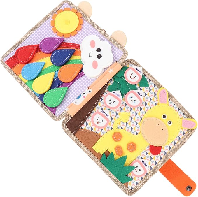 Felt Activity Book for Toddlers Educational Sensory Quiet Travel Toy Soft Fabric Interactive Pages Fine Motor Skills Learning 2 3 Year Olds