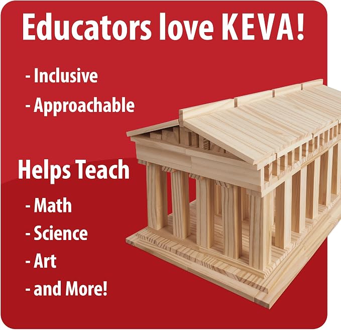 MindWare KEVA Structures 600 Planks - Free-Form 3D Building kit for Kids - Create Your own Architecture Designs with Simple Wood Blocks