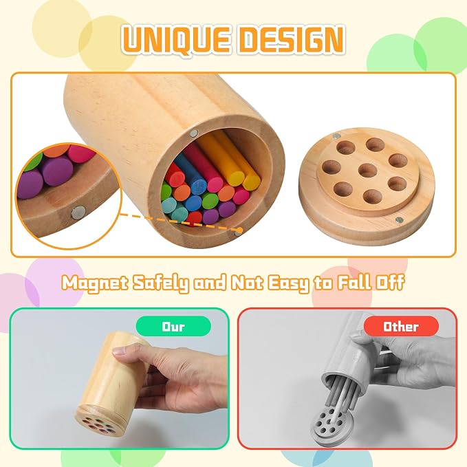 Montessori Toys for 1-3 Year Old,Color Sorting & Fine Motor Skills Preschool Learning Activities,Wooden Sensory Easter Toys for Toddlers