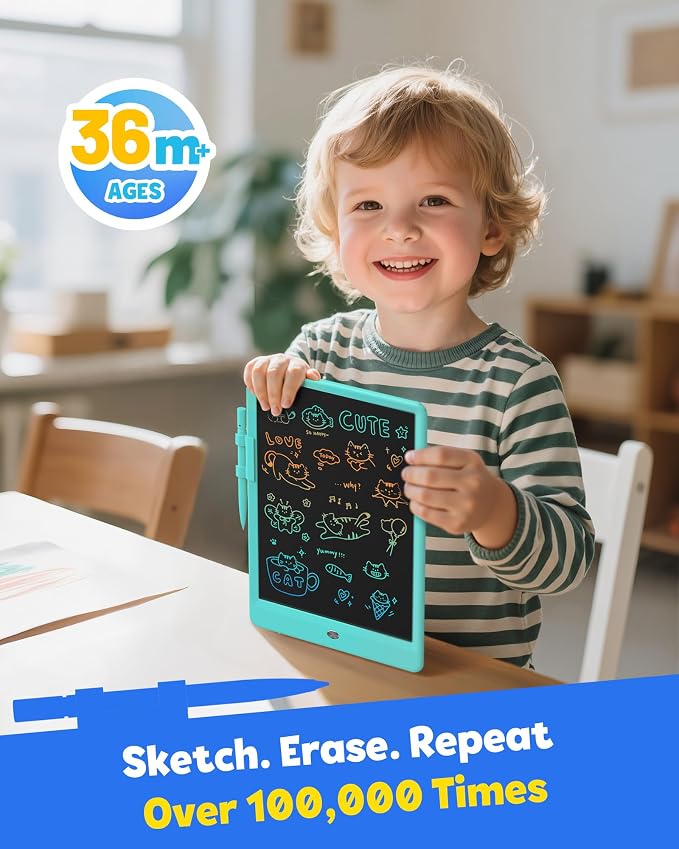 LCD Writing Tablet for Kids, 10-inch Coloring Drawing Pad, Mess Free Doodle Board, Airplane Travel Toys for Boys and Toddlers, Gifts for 3 4 5 6 7 8 Year Old Girls(Green)