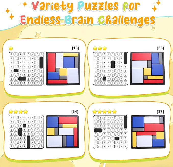 2 Pcs Logic Puzzle Brain Teaser Game for Adults, 88 Challenges 4 Difficulty Levels Logic Puzzles, Portable STEM Educational Thinking Game Toy for Classroom, Family Brain Training