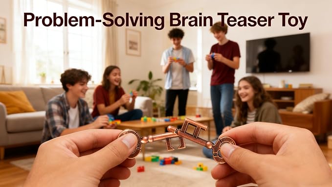 Traditional Metal Brain Teaser – Classic Puzzle Toy for Logic & Skill Development (Keys) (Pack of 2)