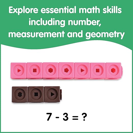 edxeducation Math Cubes, Set of 100 Counting Blocks, 5 Shapes and 10 Colors | Math Manipulatives for Preschool & Kindergarten