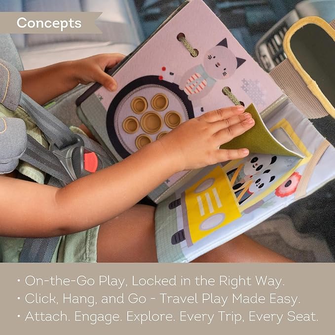 Taf Toys Car seat Toys Busy Book for Toddlers 1-3, Montessori Quiet Activity Books Travel Toy with 15 Activities - Montessori Toys Busy Board for baby - Boy Toys Girl Birthday Gift Travel activity car