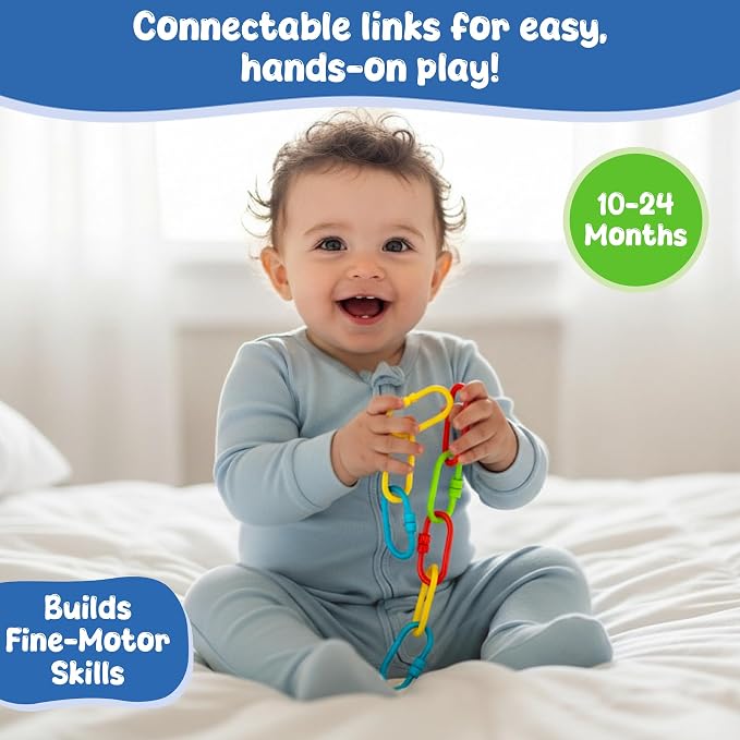 Skillmatics Early Learning Link Toy for Toddlers – 36 Connectable Linkies | Fun Snap-Together Activity, Bead Maze Toys for Babies, Sensory Play, Fine Motor Skills, Gift for Ages 10–24 Months