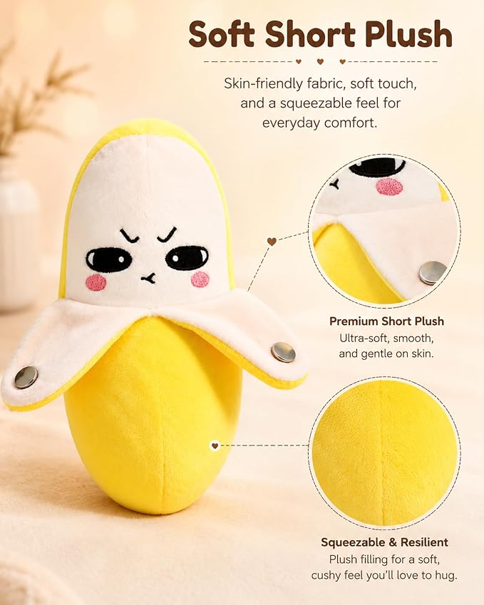 Musical Sensory Plush Toys,Touch Interactive Fruit Doll with Sounds | Magic Touch Soft Banana music toy, Dual Play Modes Educational Baby Toy, Parent-Child Birthday & Christmas Gift for Kids