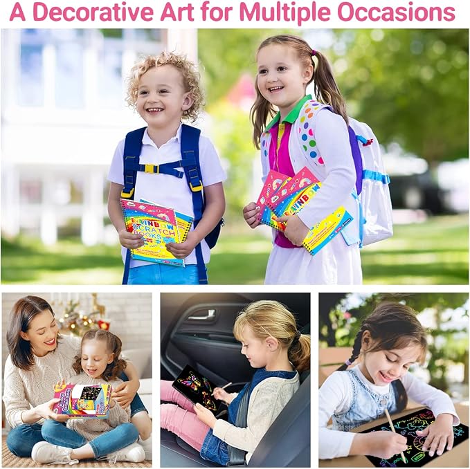 ZMLM Scratch Paper Art-Crafts Gift: 2 Pack Rainbow Notebooks Supplies Toys | Art Crafts for 3 4 5 6 7 8 9 10 11 12 Years Old Girls and Boys Kids Birthday Christmas Party Travel Games Activities