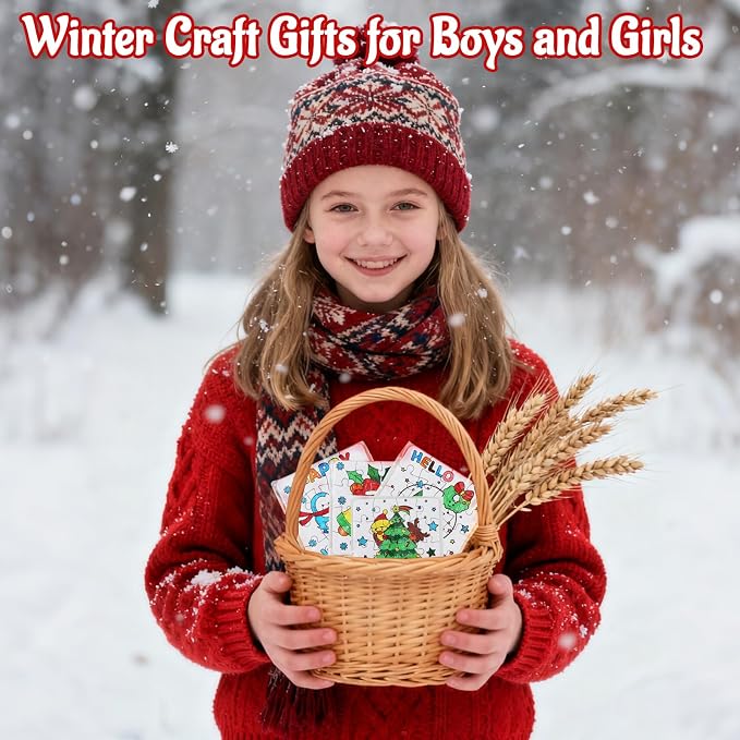 Christmas Crafts Kits Winter Crafts DIY Puzzle for Boys, Girls & Adults, Xmas Arts with Tree Bell Reindeer Santa Claus Star Snowmen Holiday Craft for Party Favors & Gift Bulk Classroom Activities