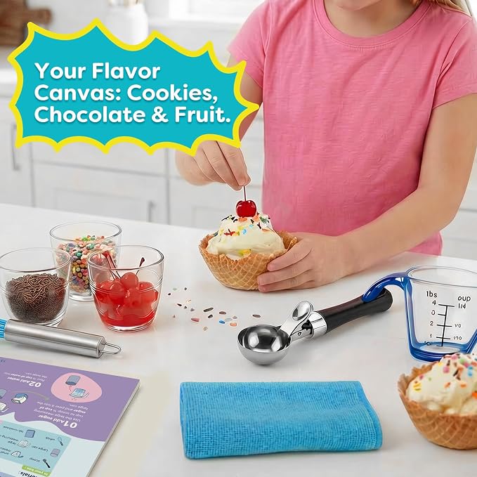 Aizweb Ice Cream Maker for Kids-Science Kits to Make Your Own Ice Cream | STEM Educational Food Science Experiments,Birthday Gifts for Boys&Girls Ages 5–14 | Includes Visual Recipes,Scoop,Cans&Whisks