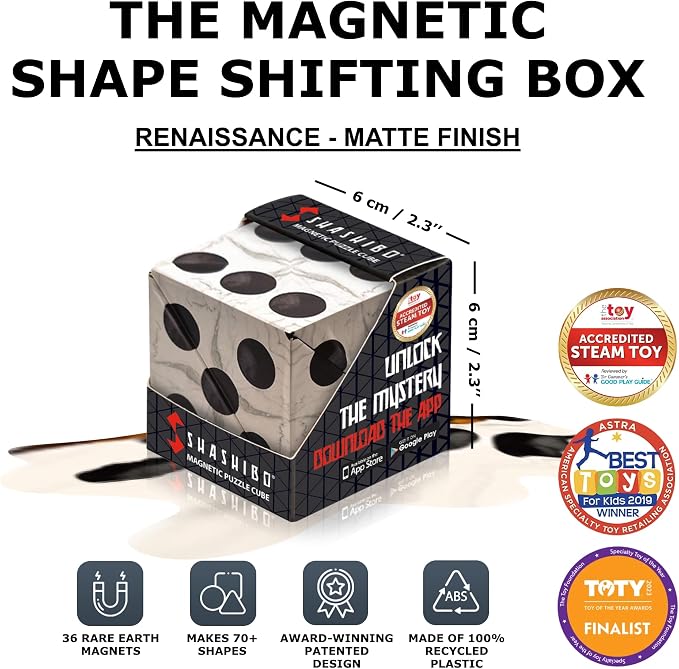 Shashibo DODECA Magnetic Puzzle Cube, Stress Relief Fidget Toy | 100+ Possible Shapes, Sensory Fidget Toy For Adults & Kids, Fun Shape Shifting Puzzle Box For All Ages