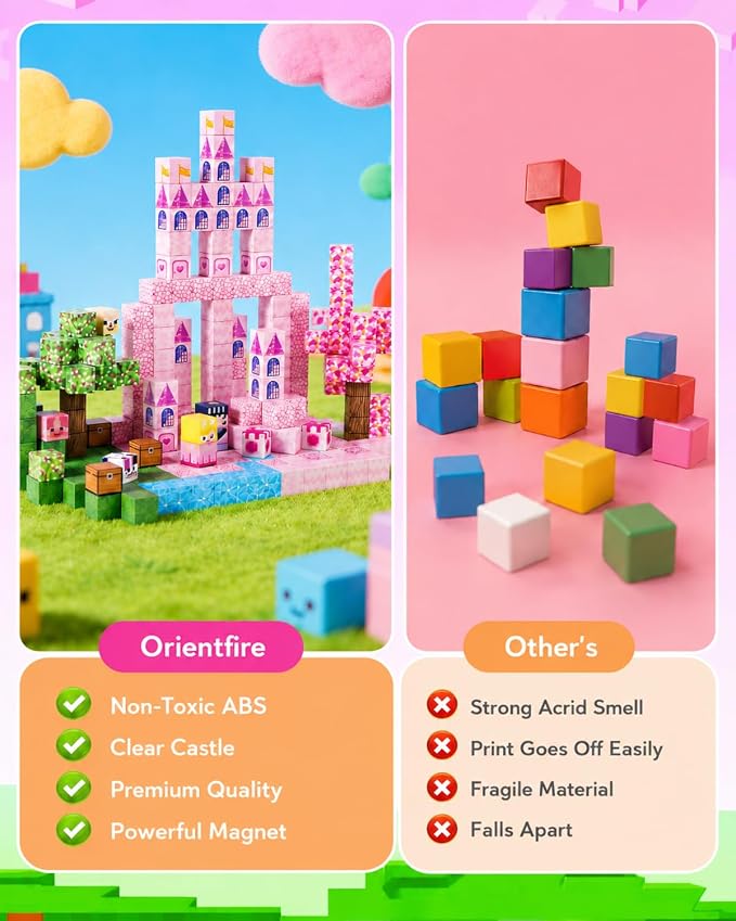 100PCS Princess Castle Magnetic Blocks for Girls, STEM Sensory Building Toys, 3D Magnetic Construction Set for Kids Ages 3-8, Birthday