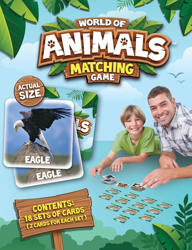 MasterPieces Kids Games - World of Animals Matching Game - Game for Kids and Family - Laugh and Learn