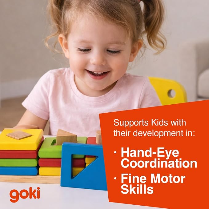 Goki Wooden Sorting & Stacking Toys - Montessori Toys for 2 Year Old Boy & Girl - Educational Color Recognition Shape Sorter for Toddlers - Gift for 2 Year Olds - Designed with Love in Germany