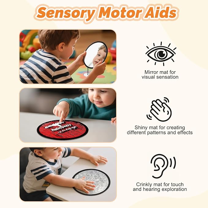 Sensory Toys 9 Set Sensory Mats, Mixed Colors for Kids with Autism | Designed for children with autism and young learners, 8.3-inch size for classroom supplies and educational gifts