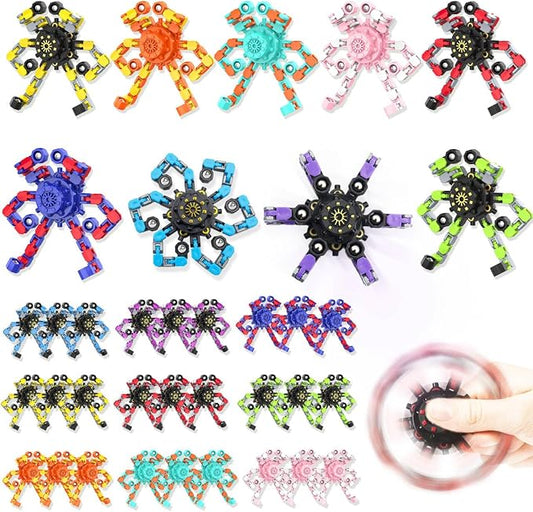 36PCS Transformable Fidget Spinner,Funny Stress Relief Sensory Fidget Toys | Deformable Chain DIY Robot Fingertip Gyros Toy Halloween Party Favors Stocking Stuffers Prizes for Kids Classroom