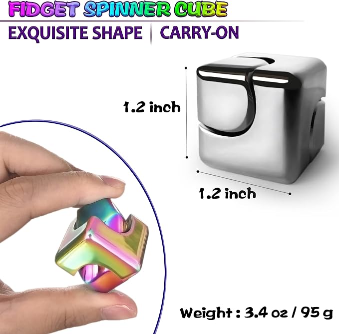 Fidget Spinner Toys Cube Adults, Easter Basket Stuffers for Teens Metal EDC Cool Desk Gadgets Office Toys Small Anxiety Figette Sensory Toy, ADHD Tool Fingears Figet Stress Valentine Gift for Boys