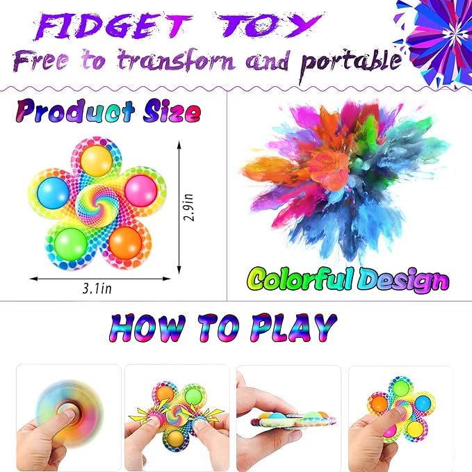 5PC Fidget Toys Adults Set Fidgets for Classroom Must Have Autism Sensory Pack Figette Cube ADHD Special Treasure Prize Tool Stress Relief Desk Cool Gadget for Kid Easter Basket Stuffers for Teen Boys