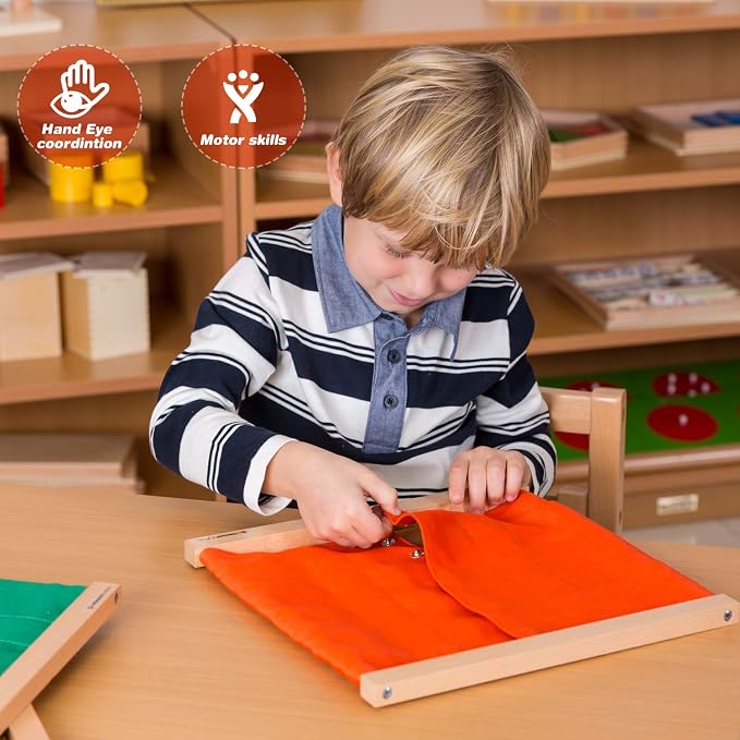 Snapping Frame | Practical Life Skill Tool for Toddlers & Preschoolers | Learn to Snap Clothes, Develop Fine Motor Skills & Independence (Ages 3-6)