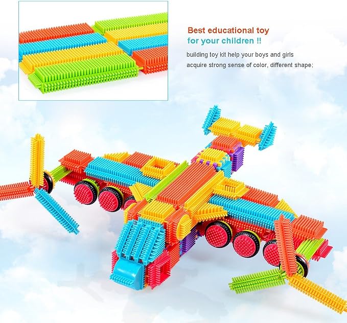 Teytoy 100 Pcs Bristle Shape Building Blocks Toy Set for toddlers Kids