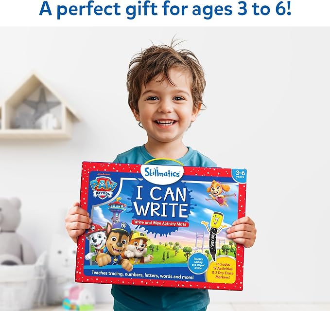 Skillmatics I Can Write – PAW Patrol, Preschool Learning Activity Toy | Reusable Write and Wipe Mats, Educational Book, Back to School, Montessori Gifts for Students, Kids, Toddlers Ages 3, 4, 5, 6