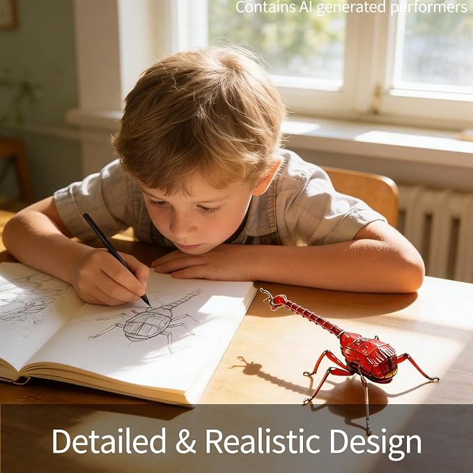 3D Acrylic Insect Puzzle DIY Bug Model Kit Animal STEM Gift | Building Kits Crafts Figurine Sculpture Nature Decoration Educational Display Toys for Kids and Adults (Giraffe Weevil)