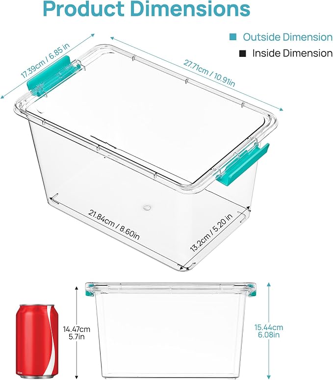 Vtopmart 2 Pack 5 Qt Clear Storage Bins with Lids for Toy & Craft Storage | Stackable Plastic Toy Bin for Home, Classroom, Plastic Art & Craft Storage Container, BPA-Free Organizer Box