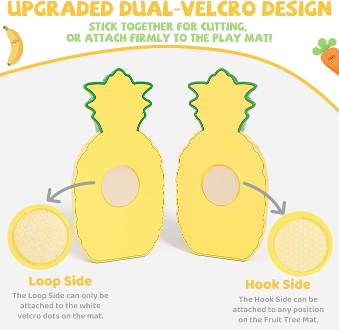 ALASOU Play Food Set with Hanging Felt Tree Mat & Storage Basket | Cutting Fruits Pretend Play Toys for Kids Kitchen, Montessori Color Sorting Playset,Gifts for Toddlers 3 4 5 6 Boys Girls